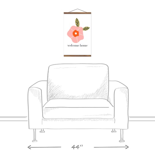 Welcome Home Floral 12" x 18" Teak Hanging Canvas